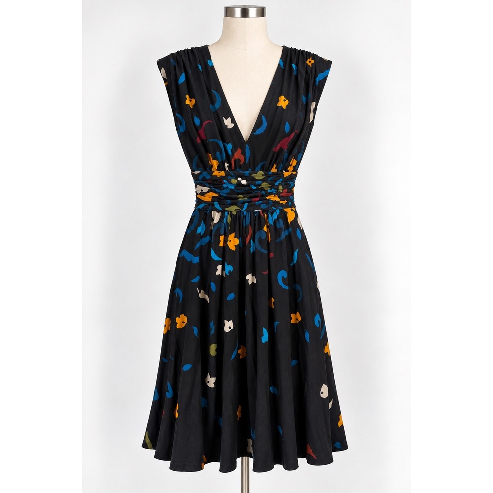 Plenty by Tracy Reese Nikkita Dress Women Small Black Harvest Floral Ruched NWT